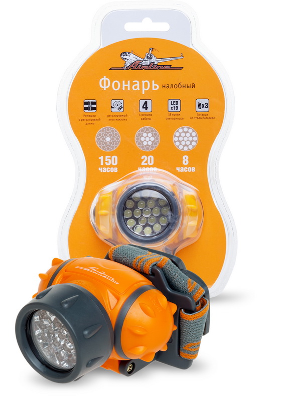 Фонарь налобный LEDx19 на батарейках